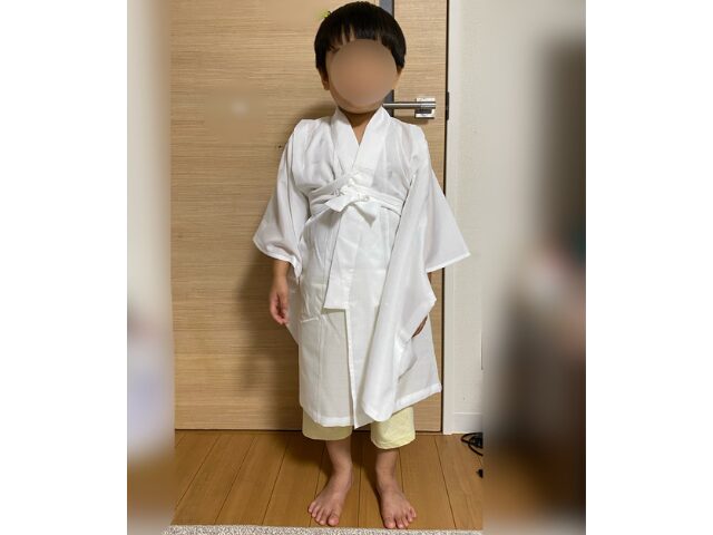 男の子　着物試着　長襦袢